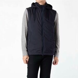 HERNO Men's Black Vestβ Hooded Sleeveless Zip Up Men Size 50